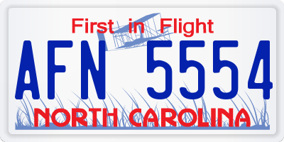 NC license plate AFN5554