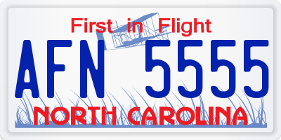 NC license plate AFN5555