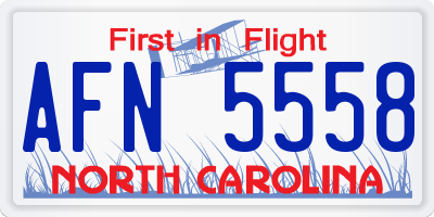 NC license plate AFN5558