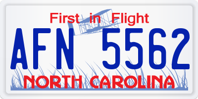NC license plate AFN5562