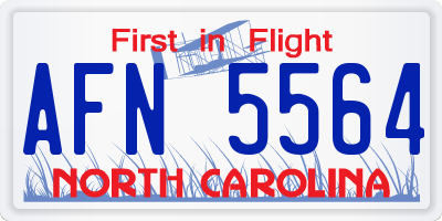 NC license plate AFN5564