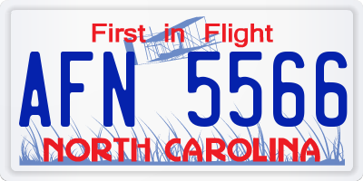 NC license plate AFN5566