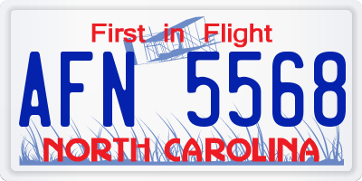NC license plate AFN5568