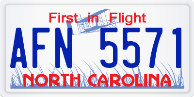 NC license plate AFN5571