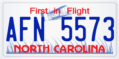 NC license plate AFN5573