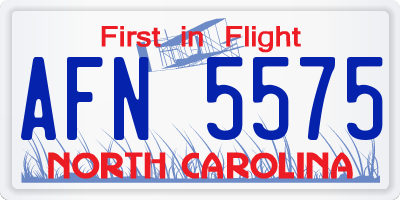 NC license plate AFN5575