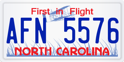 NC license plate AFN5576