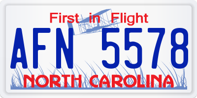 NC license plate AFN5578