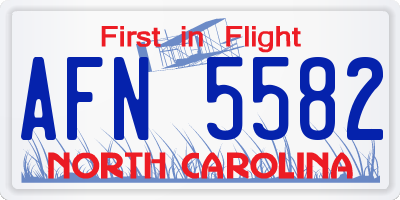 NC license plate AFN5582