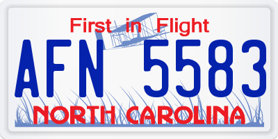 NC license plate AFN5583