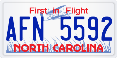 NC license plate AFN5592