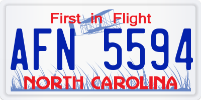 NC license plate AFN5594