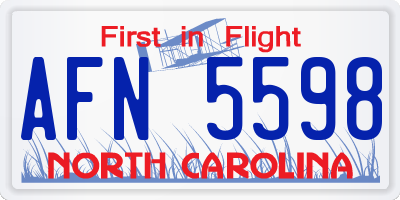 NC license plate AFN5598