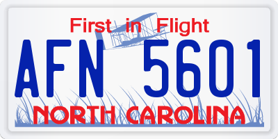 NC license plate AFN5601
