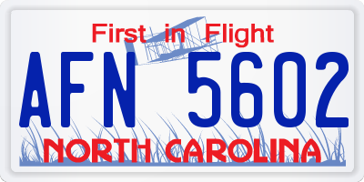 NC license plate AFN5602