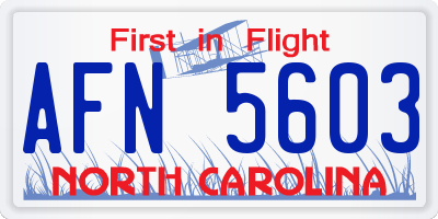 NC license plate AFN5603