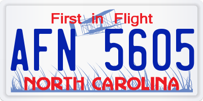 NC license plate AFN5605