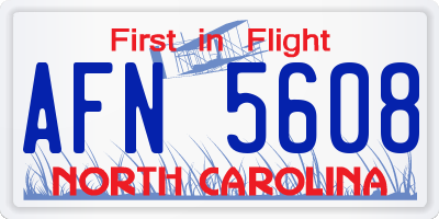 NC license plate AFN5608