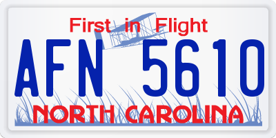 NC license plate AFN5610