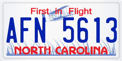 NC license plate AFN5613