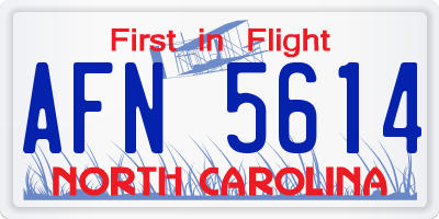 NC license plate AFN5614