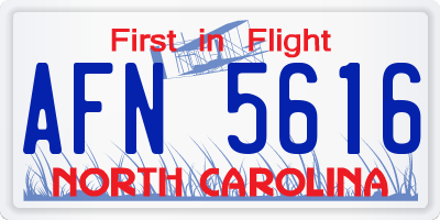 NC license plate AFN5616