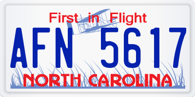 NC license plate AFN5617