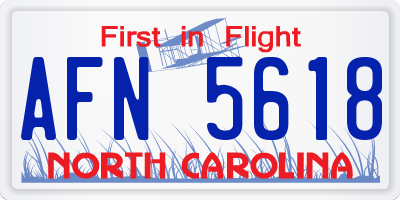 NC license plate AFN5618
