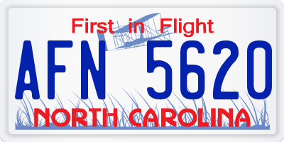 NC license plate AFN5620