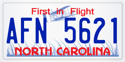NC license plate AFN5621