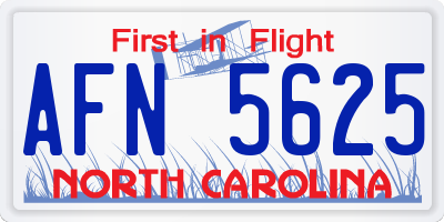 NC license plate AFN5625