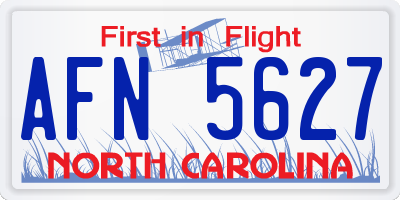 NC license plate AFN5627