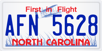 NC license plate AFN5628