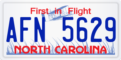NC license plate AFN5629
