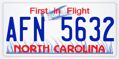 NC license plate AFN5632