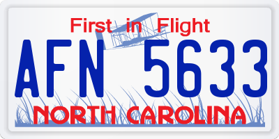 NC license plate AFN5633