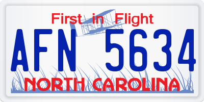 NC license plate AFN5634