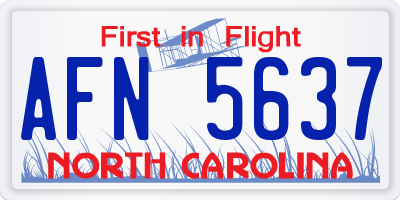 NC license plate AFN5637