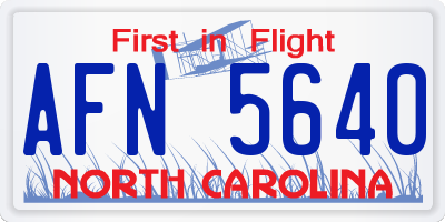 NC license plate AFN5640