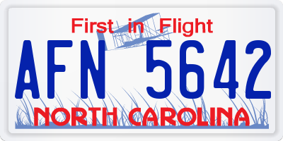 NC license plate AFN5642