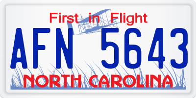 NC license plate AFN5643