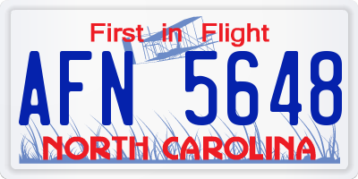 NC license plate AFN5648