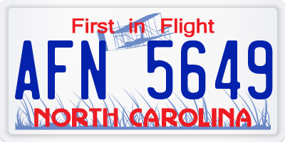 NC license plate AFN5649