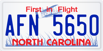 NC license plate AFN5650