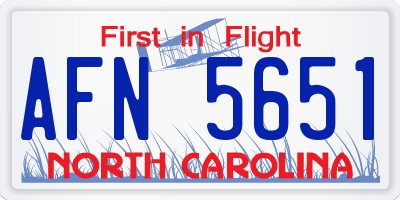 NC license plate AFN5651