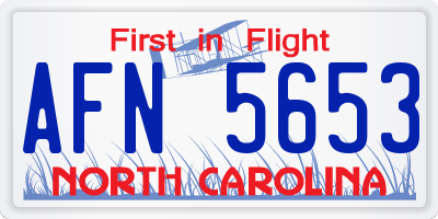 NC license plate AFN5653