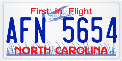 NC license plate AFN5654