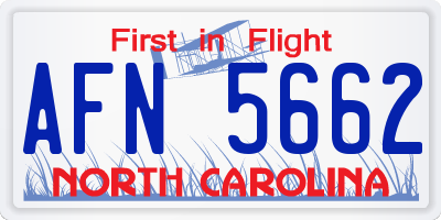 NC license plate AFN5662