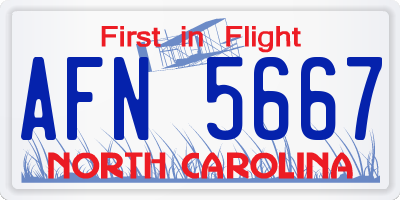NC license plate AFN5667