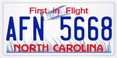 NC license plate AFN5668